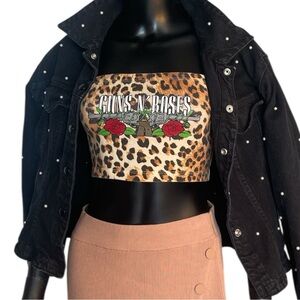 Leopard Print Guns N' Roses Crop Top